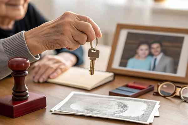© Liana - stock.adobe.com Ältere Person mit Schlüssel in der Hand